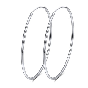 Hoop Earrings for Women 40mm Classic Thin Sterling Silver Womens Ginger Lyne Collection - 40mm-Silver