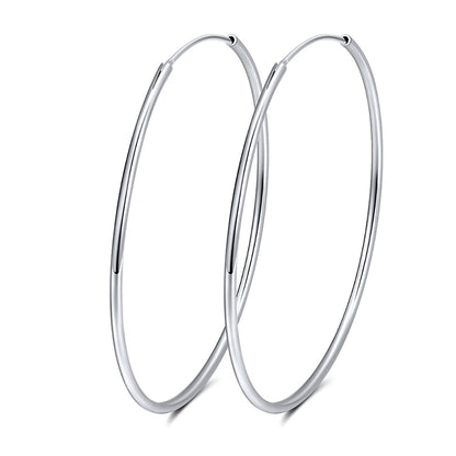 Thin Hoop Earrings for Women Classic Thin Sterling Silver Womens Ginger Lyne Collection - 40mm-Silver