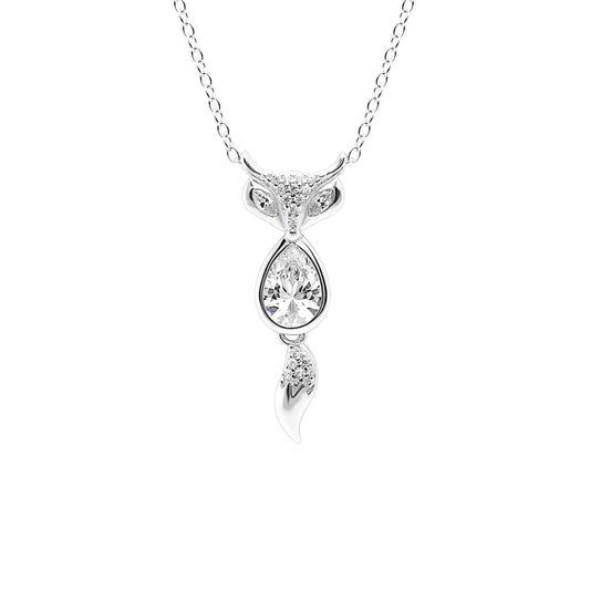 FoxPendantNecklaceforWomenSterlingSilverCzGingerLyneCollection_Silver-1