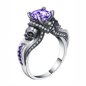 Chasity Engagement Ring Women Purple Cz Skulls Goth Punk Ginger Lyne Collection - Purple,8
