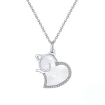 Load image into Gallery viewer, Cat Heart Pendant Necklace for Women Seashell CZ Sterling Silver Ginger Lyne Collection - Silver
