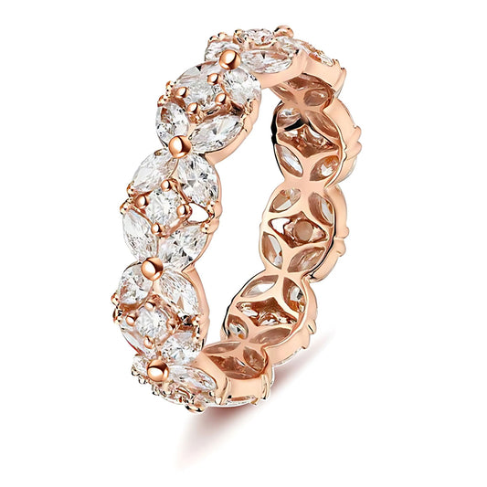 Eternity Ring for Women Rose Gold Sterling Silver Wedding Band Cz Ginger Lyne Collection