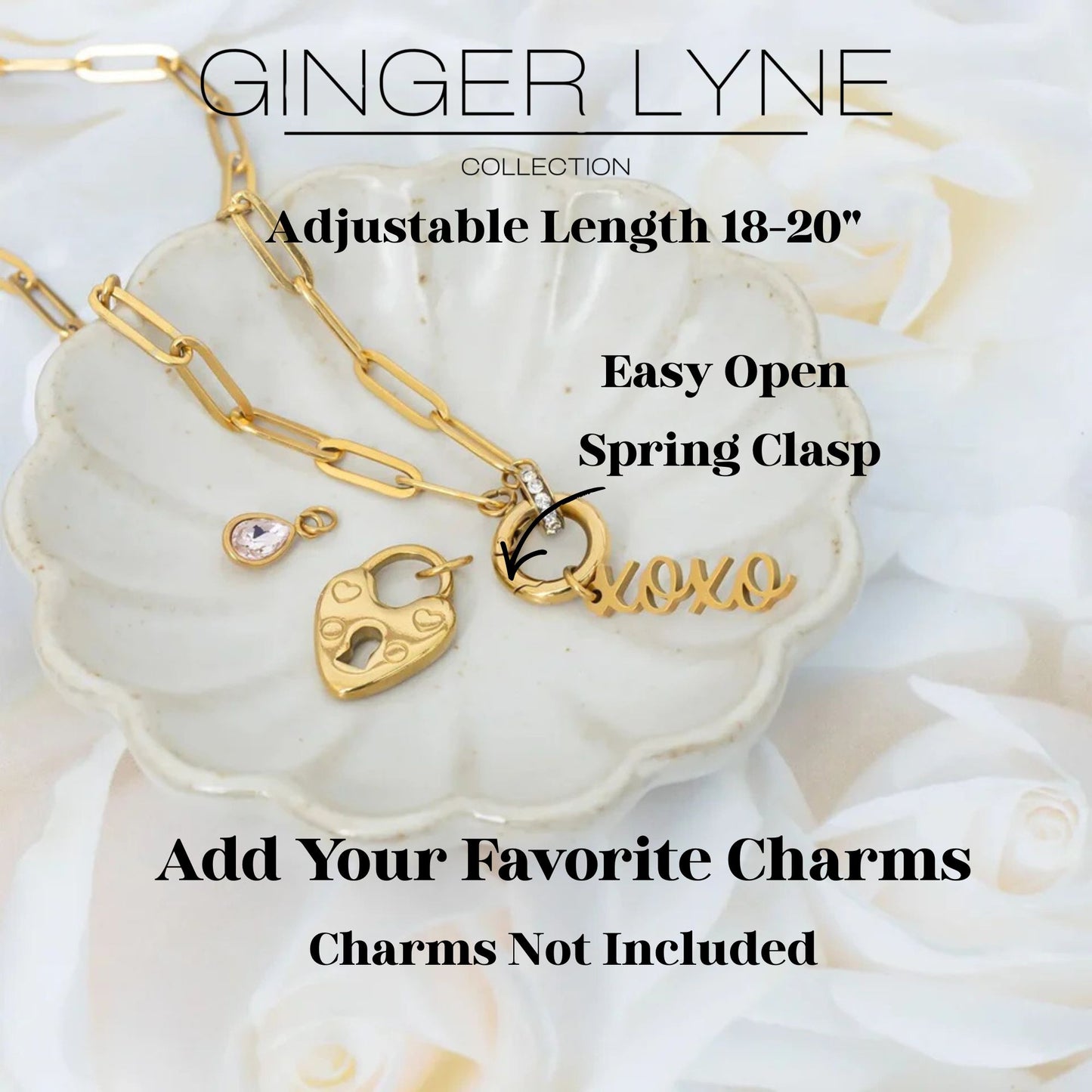PaperclipLinkCircleCharmHolderNecklaceforWomenStainlessSteel18"-20"GingerLyneCollection_GoldTone-4