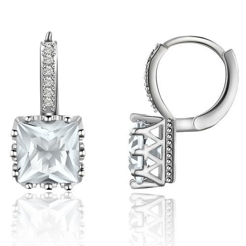 PrincessCutDropEarringsWhiteGoldPlatedCzWomensGingerLyneCollection_Silver-1