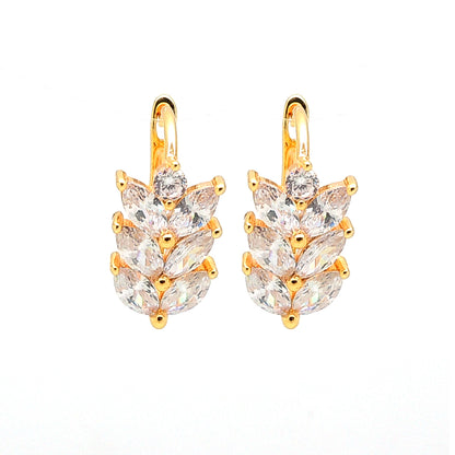 Leaf Shape Drop Earrings for Women Marquise Cz Gold Plated Ginger Lyne Collection - Gold