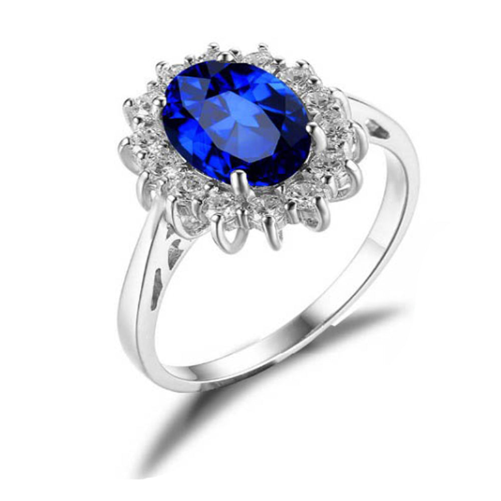 Kate Sterling Silver Cz Birthstone Engagement Ring Women Ginger Lyne Collection - Blue,6