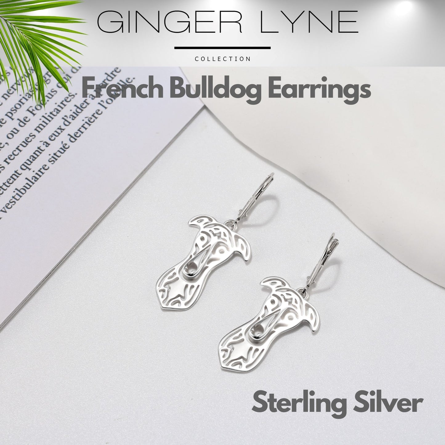 Greyhound Dog Necklace for Women Pendant Chain Sterling Silver Ginger Lyne Collection - Earrings
