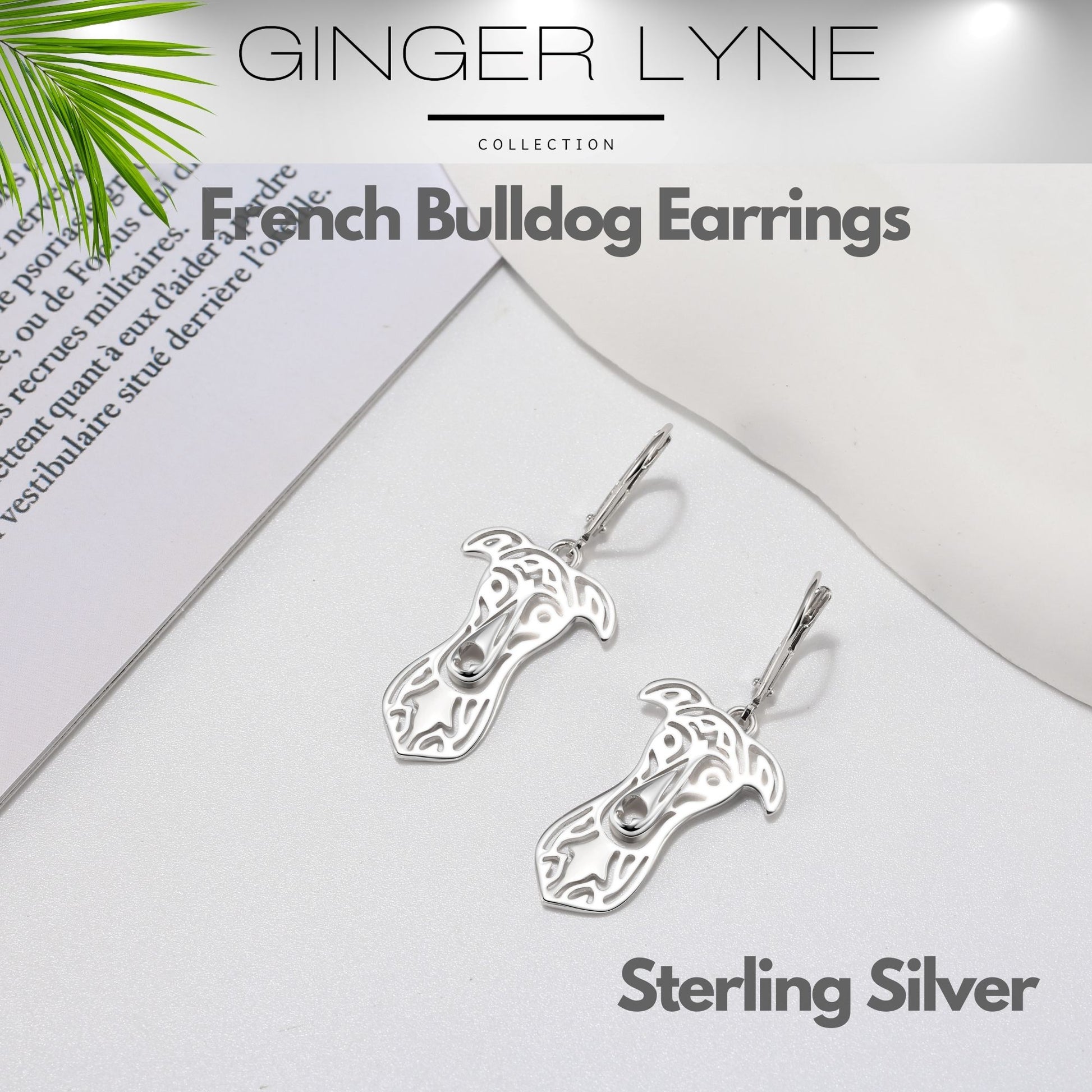 Greyhound Dog Necklace for Women Pendant Chain Sterling Silver Ginger Lyne Collection - Earrings
