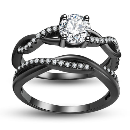 QueenaWeddingRingSetAnniversaryBandEngagementRingforWomenBlackSterlingCzGingerLyneCollection_RhodiumBlack-Clear-1