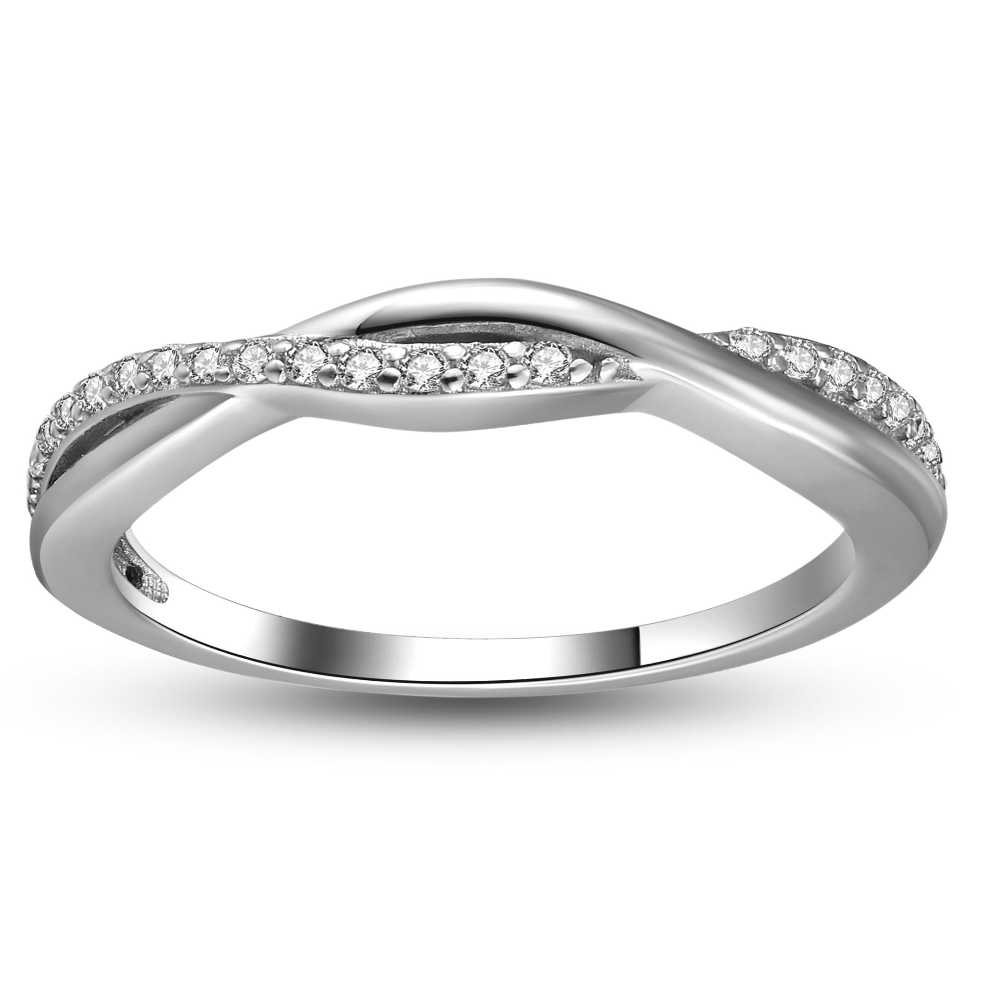 Sterling Silver Wedding Band for Women Half Eternity Cz Anniversary Ring by Ginger Lyne Collection - Silver,9.5