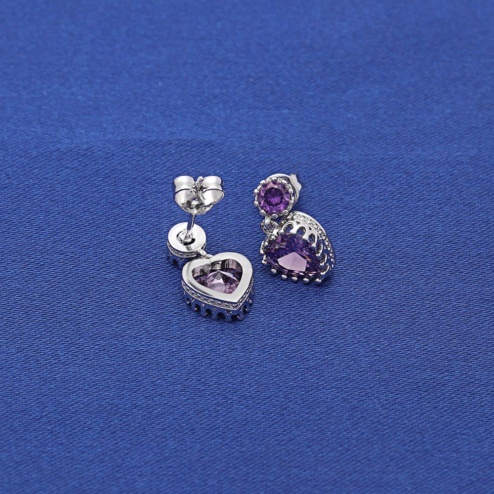 ColetteDangleEarringsWomensPurpleHeartCubicZirconiaGingerLyneCollection_Purple-4