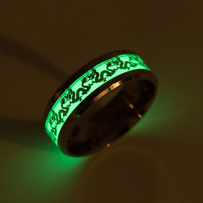 GlowinDarkDragonBlackSteelWeddingBandRingMenWomenGingerLyneCollection_Black-4