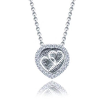 Load image into Gallery viewer, Heart Pendant Chain Necklace Sterling Silver Cz Womens Ginger Lyne Collection - Silver
