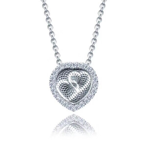 Heart Pendant Chain Necklace Sterling Silver Cz Womens Ginger Lyne Collection - Silver