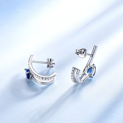 Blue Sapphire Drop Earrings for Women Sterling Silver Ginger Lyne Collection