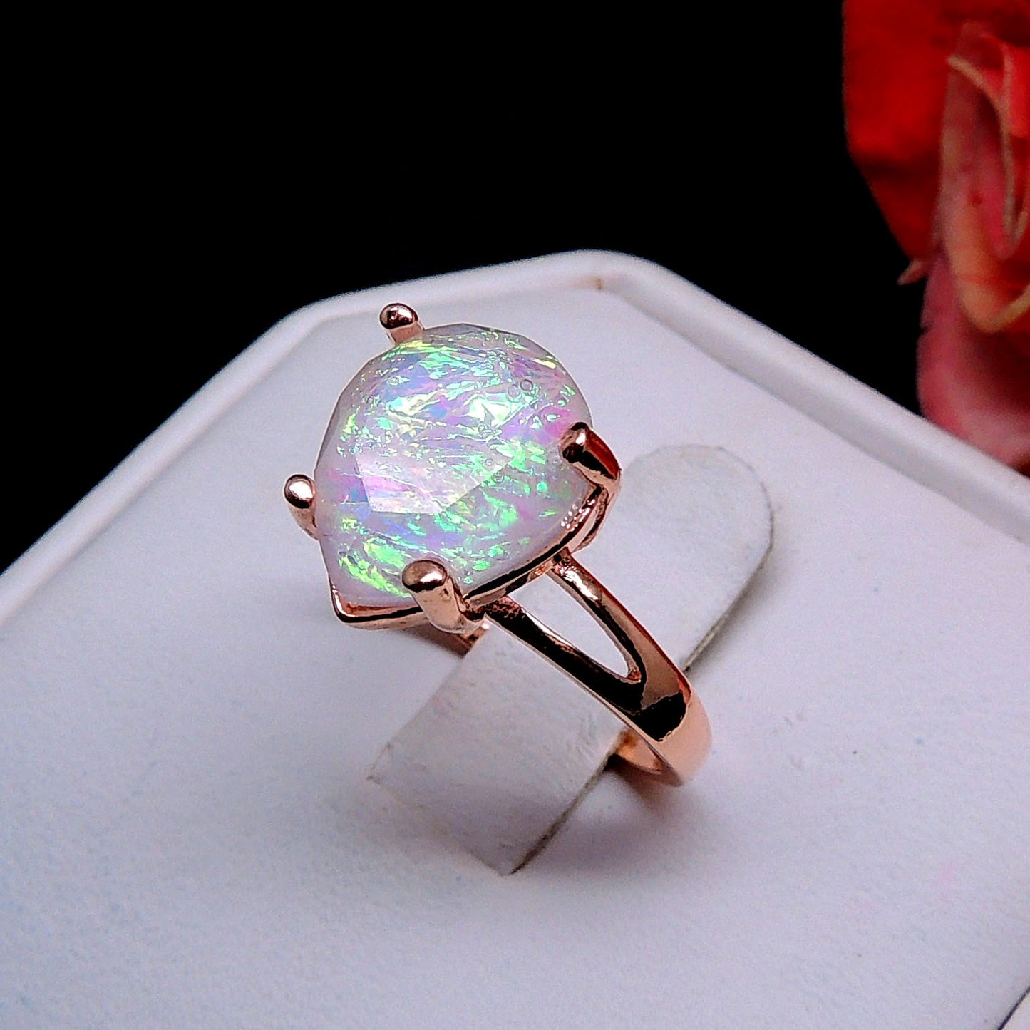 Aviana Simulated Fire Opal Ring Teardrop Womens Engagement Ginger Lyne Collection