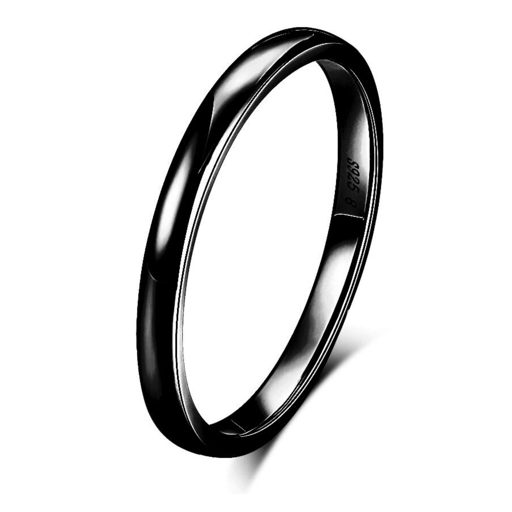 BlackWeddingBandforMenStackableRingforWomenSterlingSilverThinPlain_Black-1