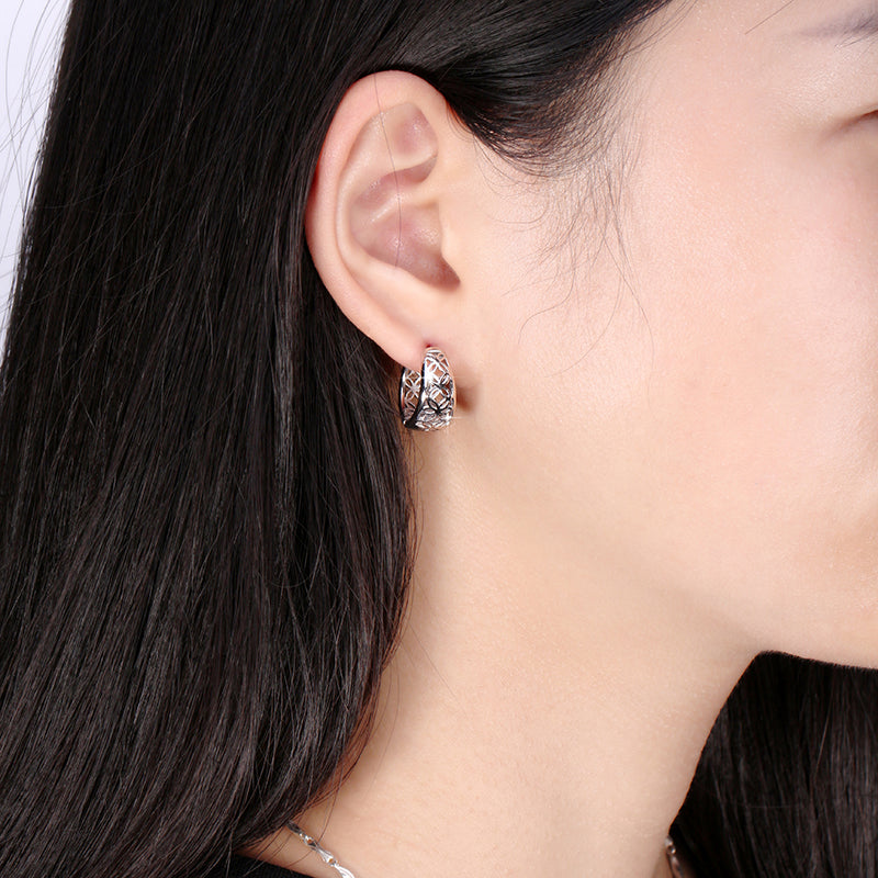 Filigree Wide Hoop Earrings for Women White Gold Plated Ginger Lyne Collection - Rose Gold