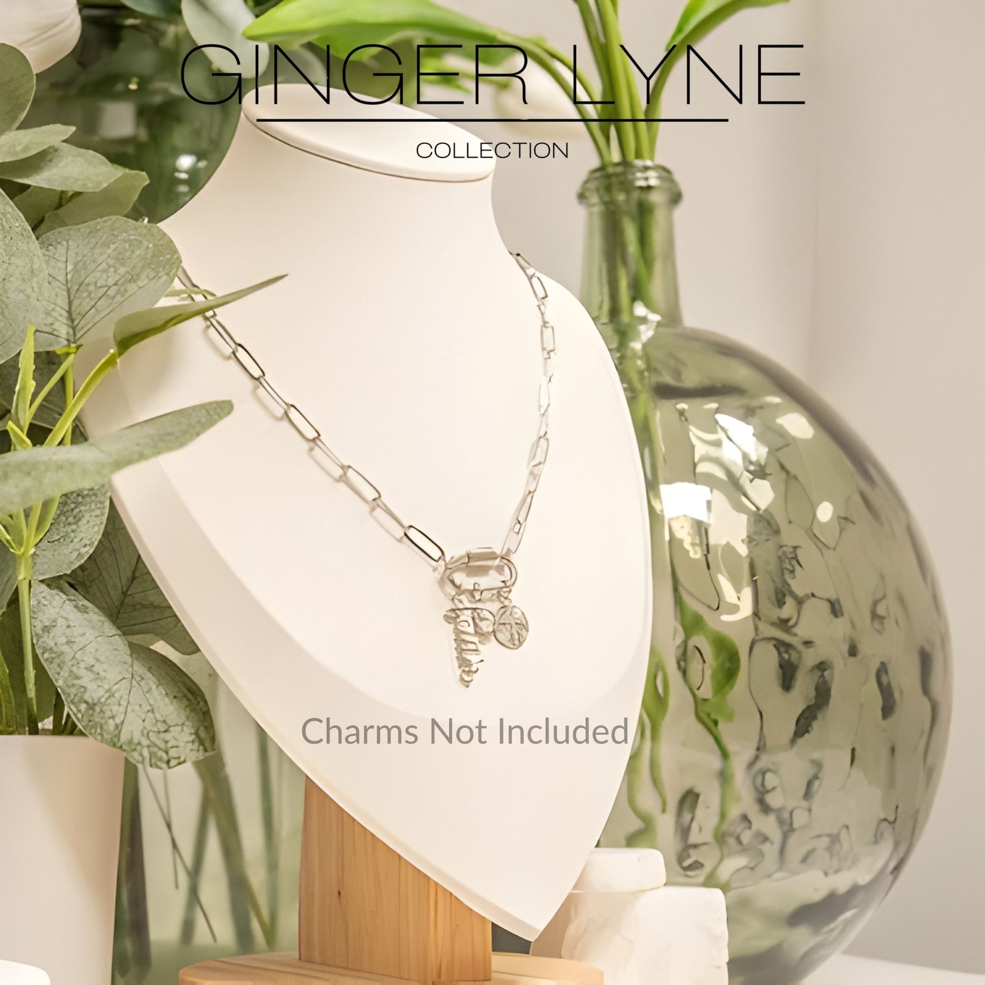 PaperclipLinkOvalCarabinerCharmHolderNecklaceforWomenStainlessSteel16"-18"GingerLyneCollection_GoldTone-8