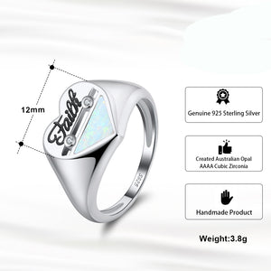 Heart Ring for Women and Girls Engraved Faith Fire Opal Sterling Silver by Ginger Lyne Collection - 6