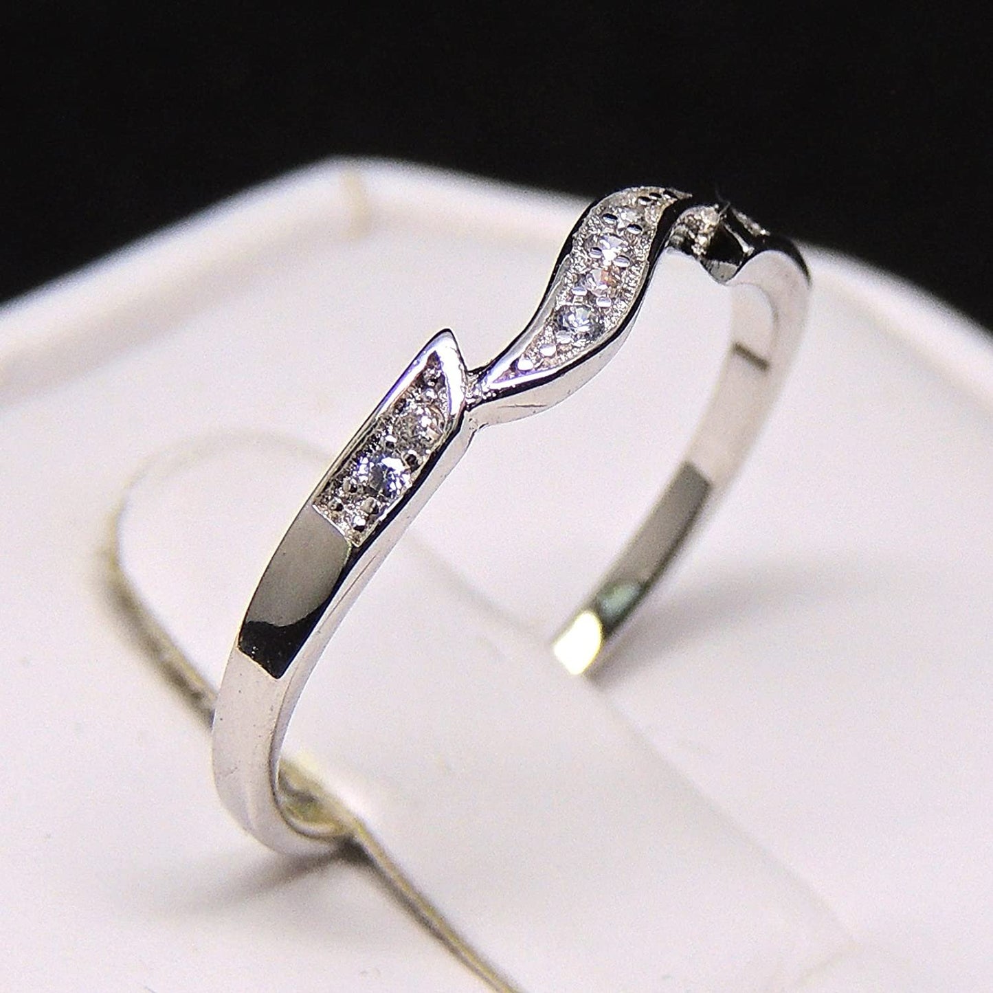 Calli Unique Anniversary Wedding Band Ring White Gold Plate Ginger Lyne Collection