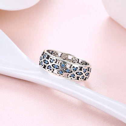 Tia Wedding Band Ring Heart Blue Cz Sterling Silver Womens Ginger Lyne Collection