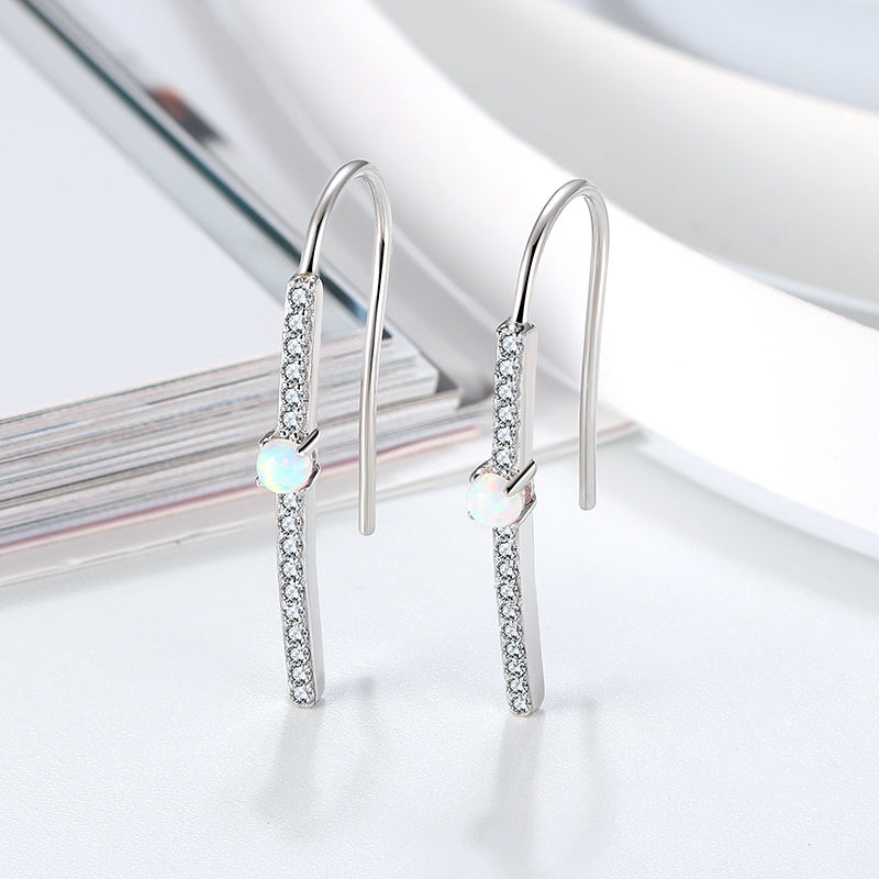 Fish Hook Drop Earrings for Women Sterling Silver Opal Cz Ginger Lyne Collection