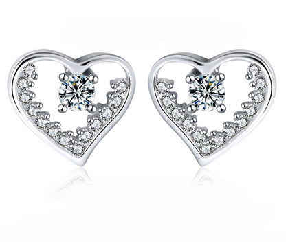 Heart Stud Earrings for Women Sterling Silver Cubic Zirconia Ginger Lyne Collection