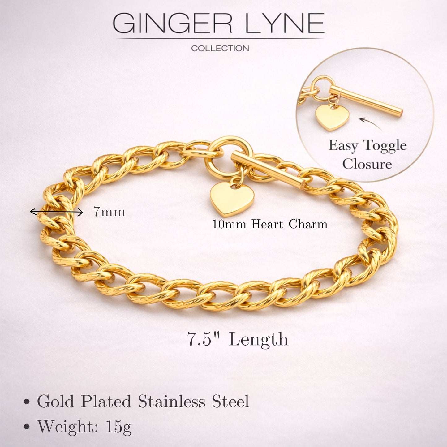 HeartCharmToggleBraceletforWomenbyGingerLyneStainlessSteelChain_Gold-6