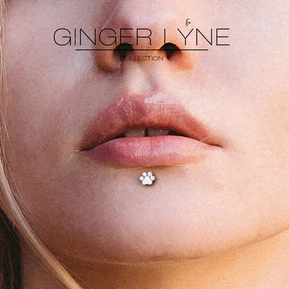 PawPrintFlatBackEarringsforWomenSterlingSilverCartilageHelixLobeBodyPiercingStudsGingerLyne_Gold-4