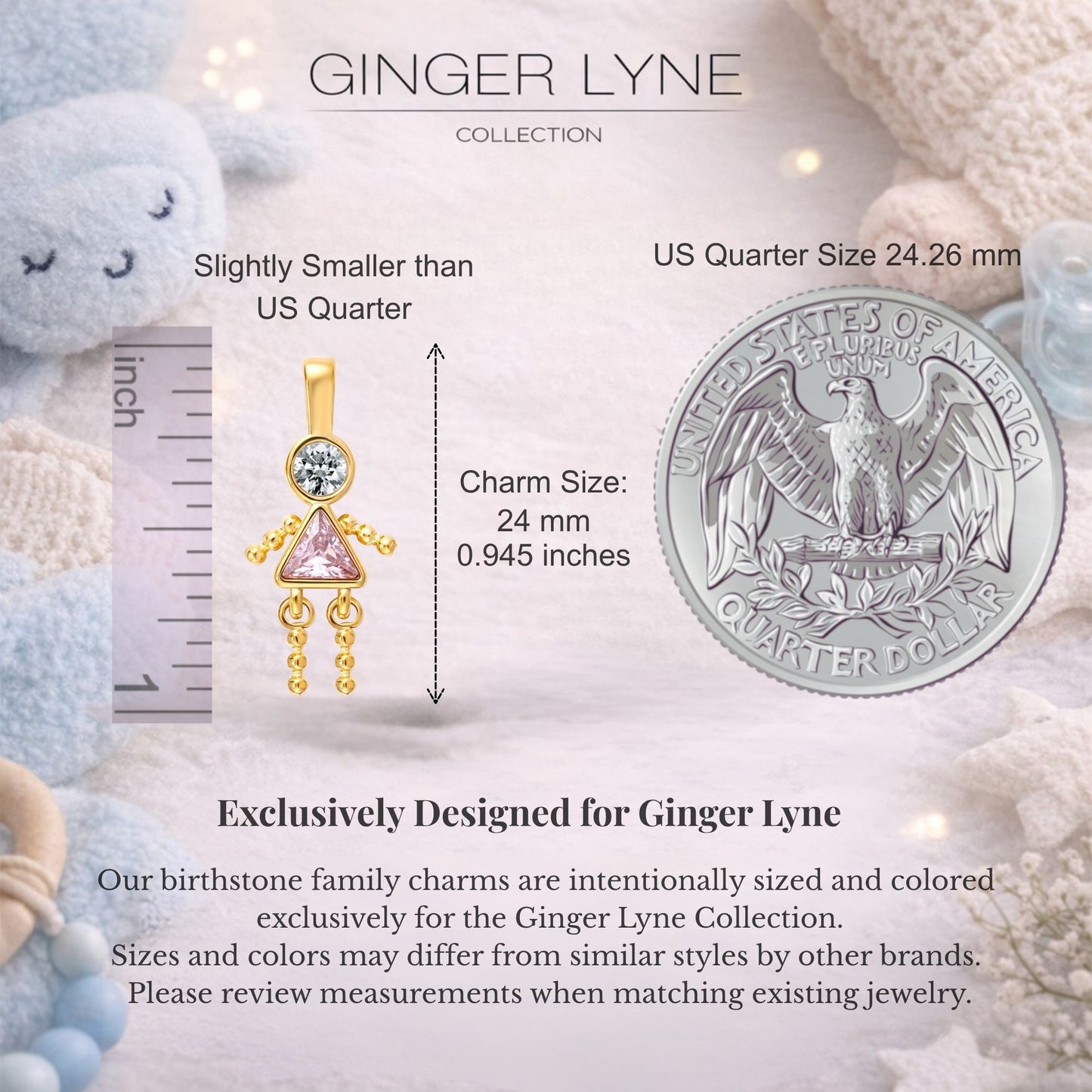 Birthstone Family Pendant for Mom by Ginger Lyne Stainless Steel Cubic Zirconia Charms For Grandma Necklace_Female-October-Gold-2