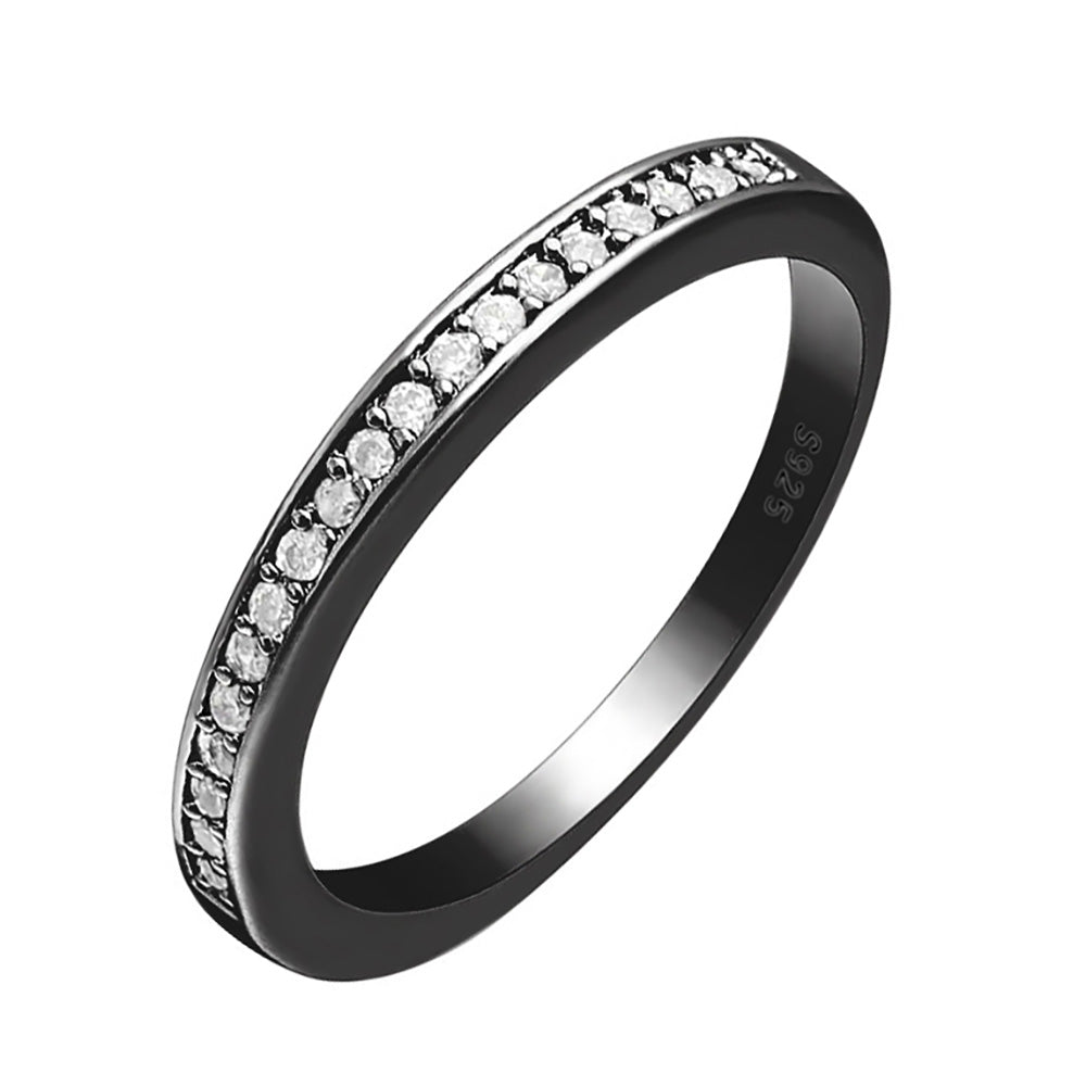 VictoriaAnniversaryBandRingBlackSterlingSilverCzWomensGingerLyneCollection_BlackClear-1