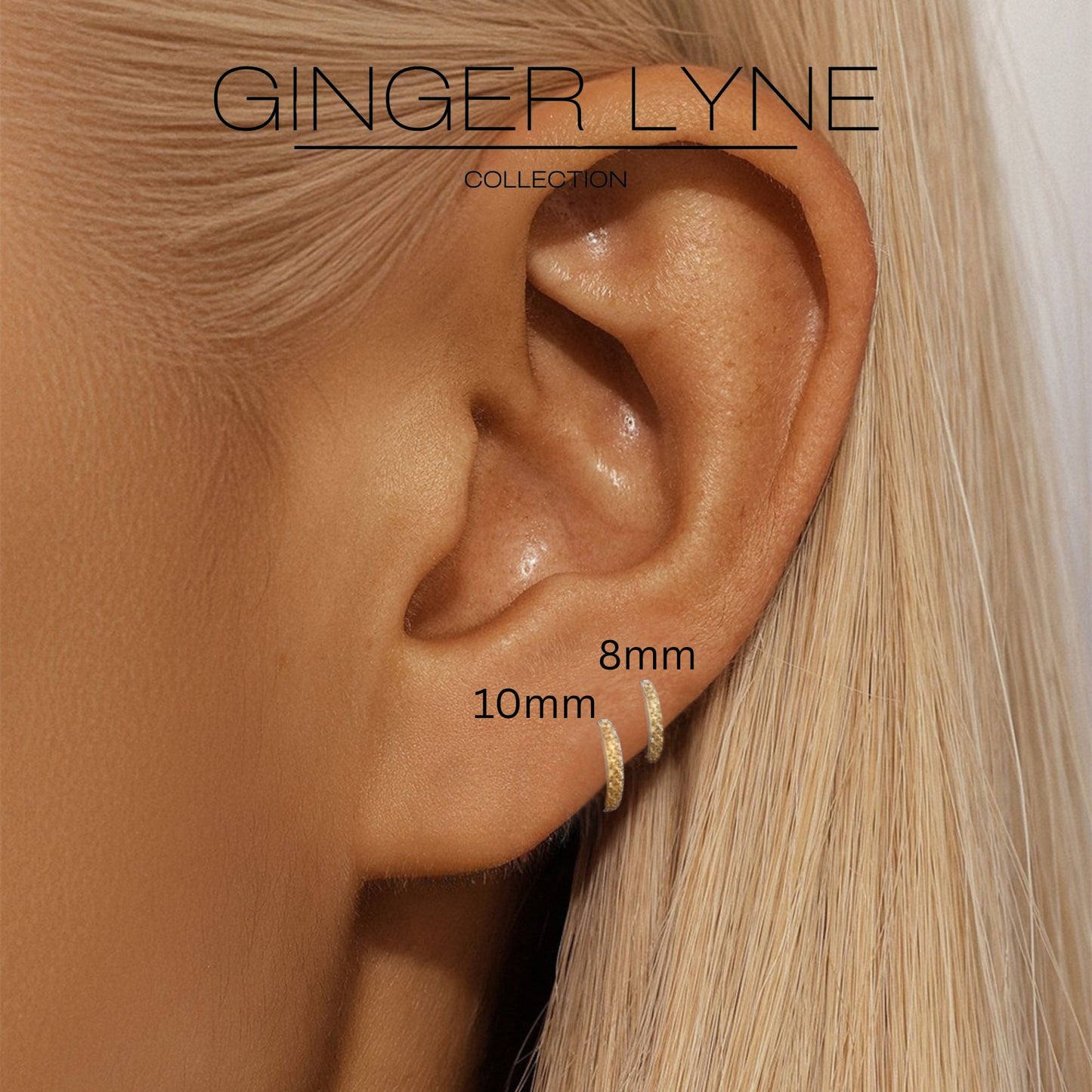 Small Huggie Hoop Earrings for Women 10mm White Gold Plated CZ Body Jewelry by Ginger Lyne Collection - 10mm Gold