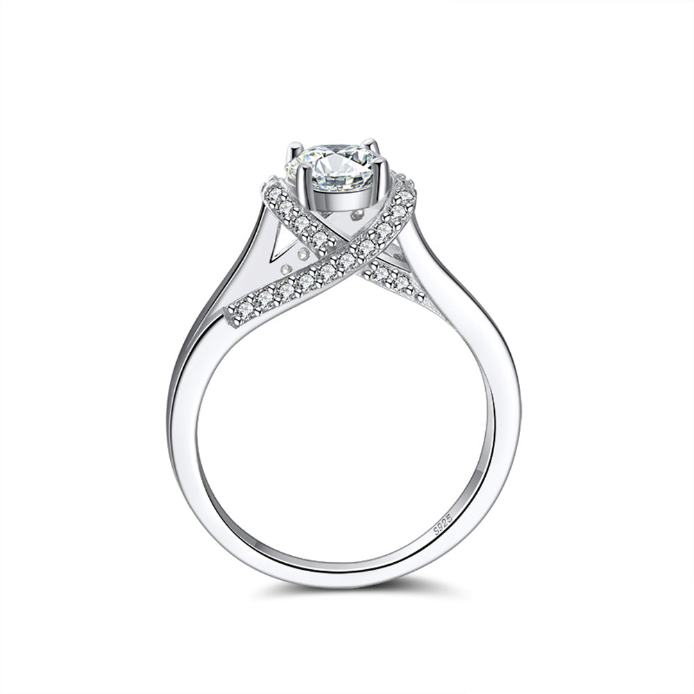 Solitaire Twist Engagement Ring for Women Sterling Silver Cz Ginger Lyne Collection