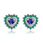 Load image into Gallery viewer, Heart Shape Stud Earrings for Women Blue Green Cz Ginger Lyne Collection - Blue
