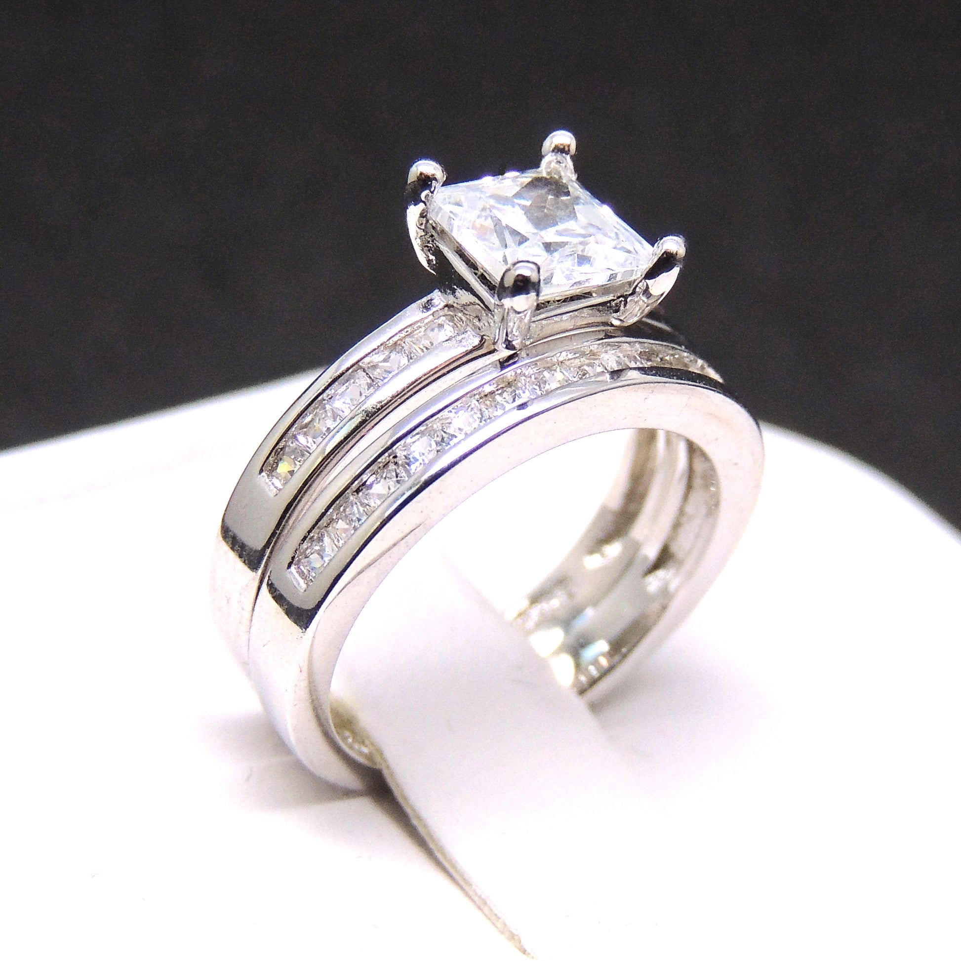 KristieBridalSetPrincessCutCzEngagementRingWomensGingerLyneCollection_Silver-4