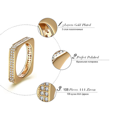 Square Eternity Wedding Band Ring for Women Cz Gold Plated Ginger Lyne Collection