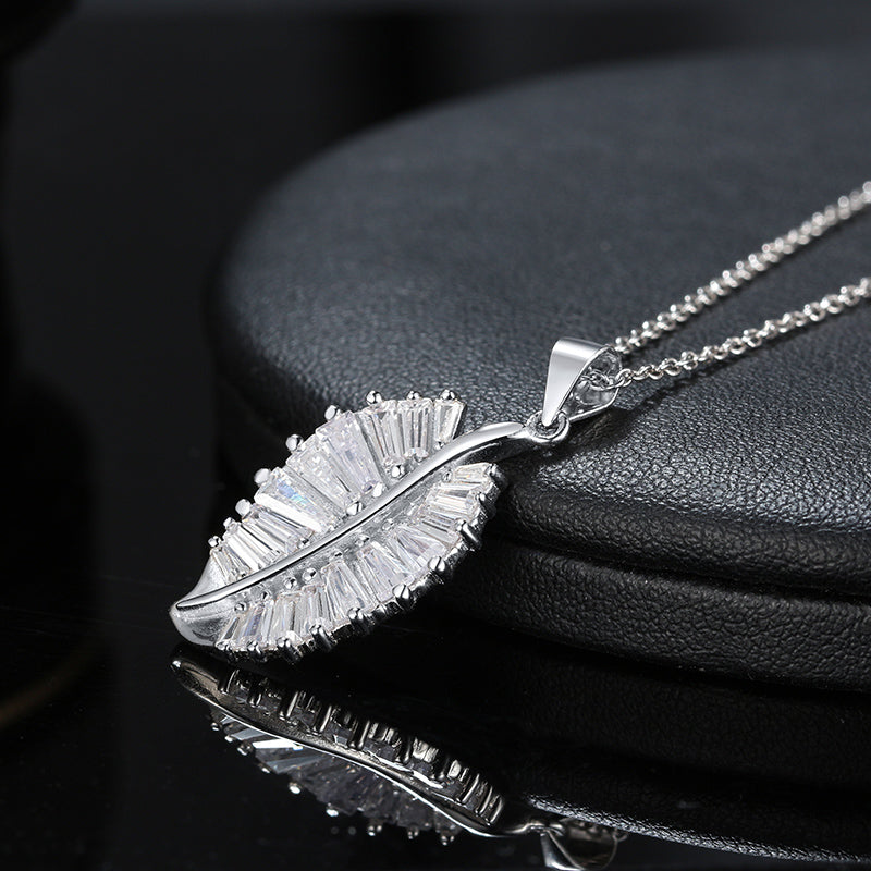 Leaf Baguette Earrings Necklace or Ring for Women Sterling Ginger Lyne Collection - Necklace Only