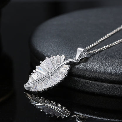 Leaf Baguette Earrings Necklace or Ring for Women Sterling Ginger Lyne Collection - Necklace Only