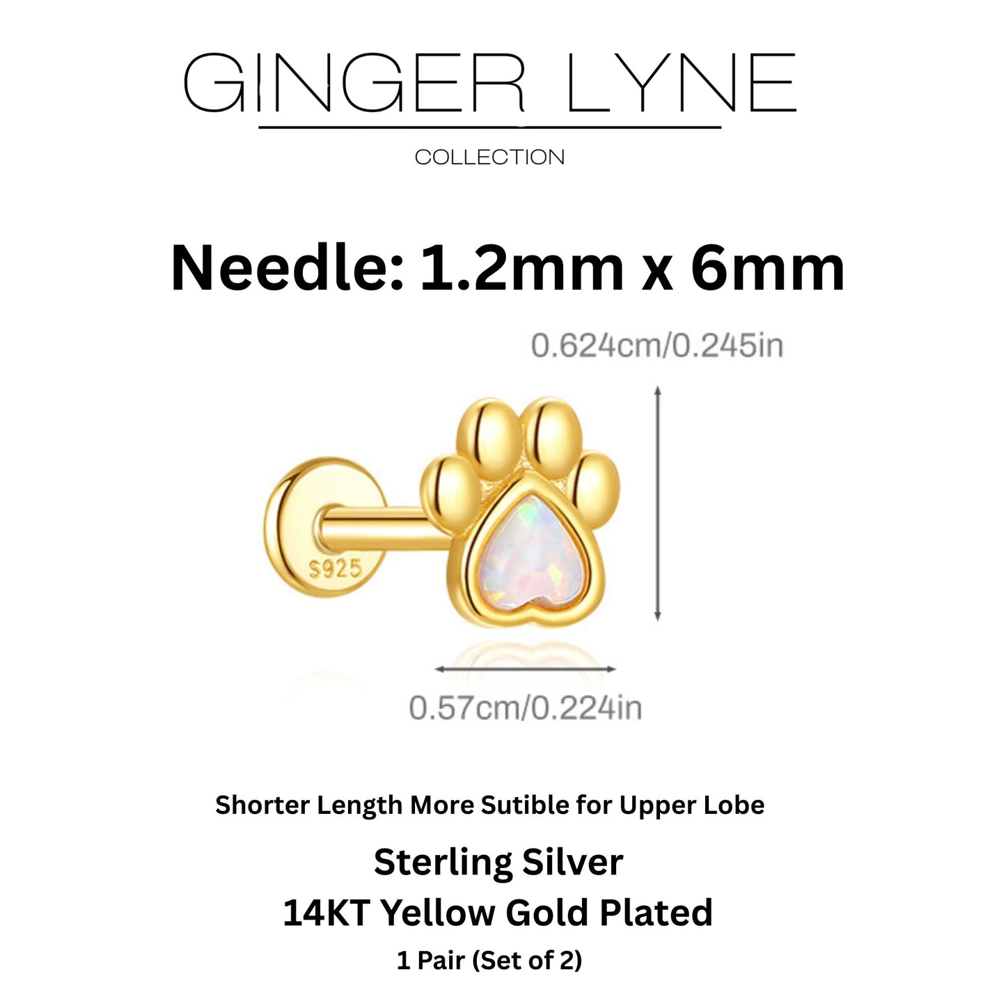 DogPawHeartFlatBackOpalEarringsforCartilageUpperLobe16gSterlingSilverStudsPairbyGingerLyne_White-3