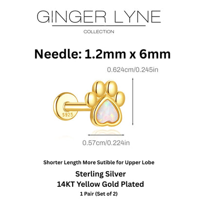 DogPawHeartFlatBackOpalEarringsforCartilageUpperLobe16gSterlingSilverStudsPairbyGingerLyne_White-3
