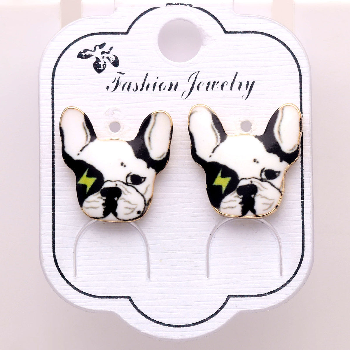 French Bulldog Boston Terrier Stud Earrings Enamel Colorful From the Ginger Lyne Collection - Style 4