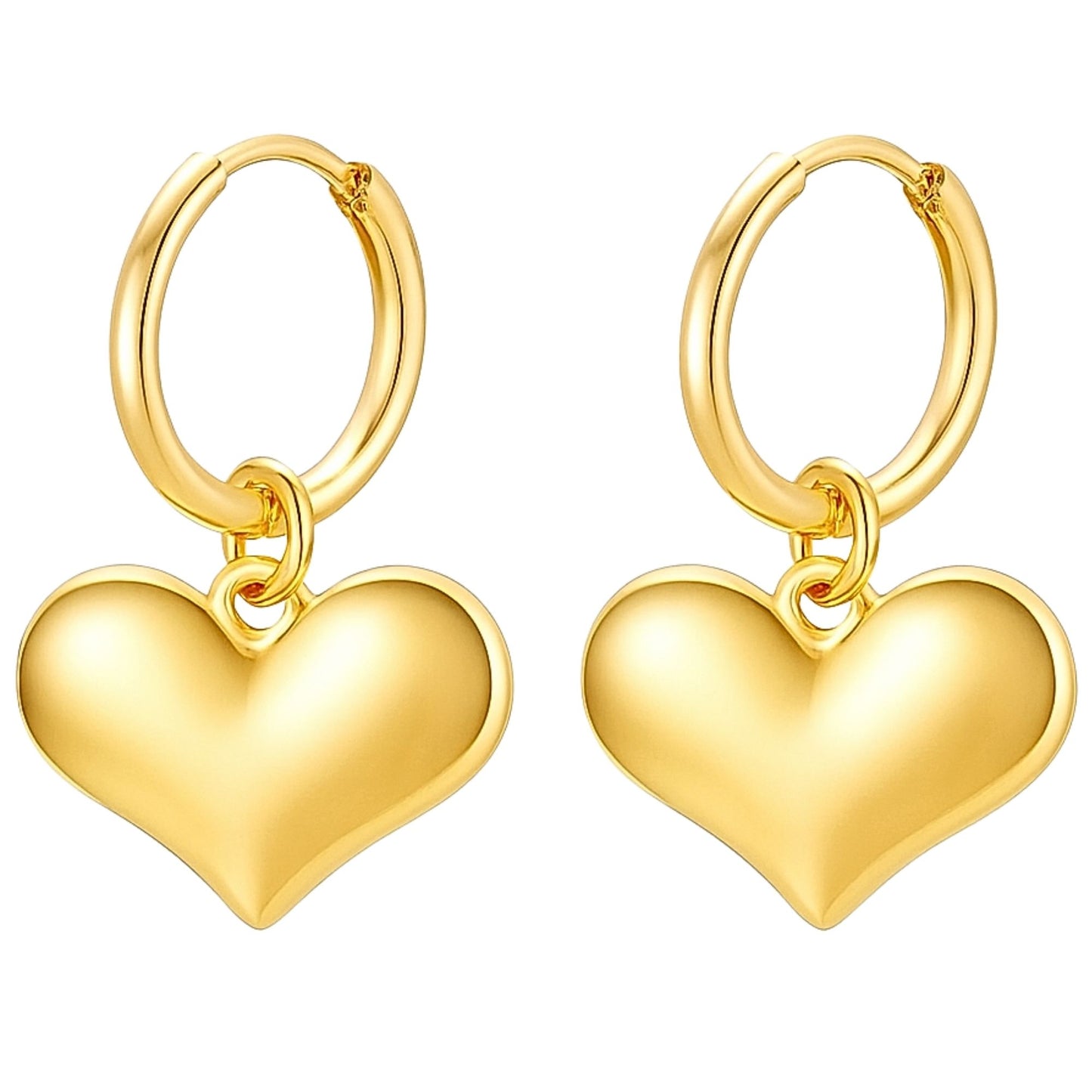 HeartHuggieHoopDangleEarringsforWomen14ktGold-PlatedStainlessSteelbyGingerLyne_Gold-1