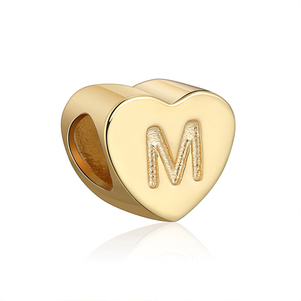 Initial Heart Charms Gold Plated  Sterling Silver Womens Ginger Lyne Collection - M