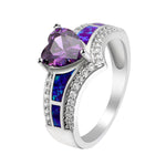 Load image into Gallery viewer, Majestic Heart Cz Promise Ring Created Fire Opal Girl Women Ginger Lyne Collection - Purple,9
