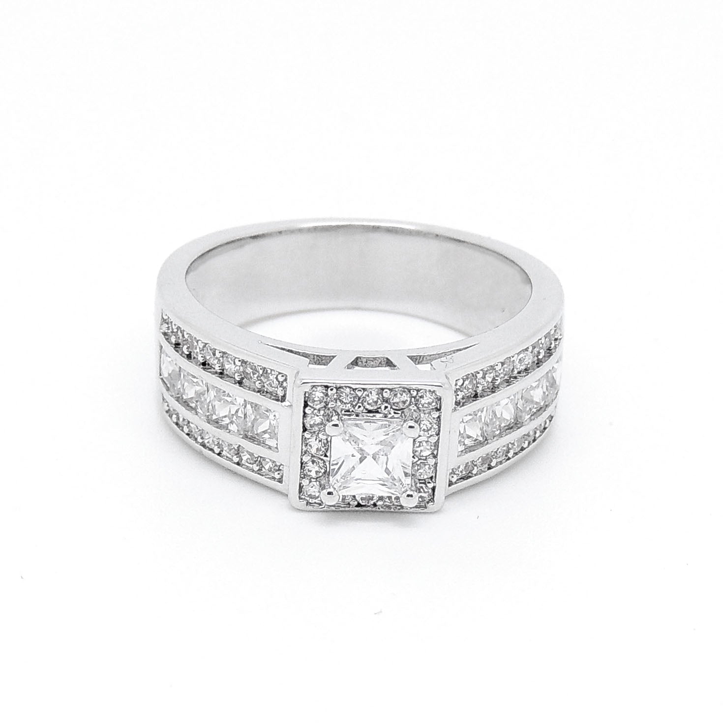 Lavish Engagement Ring Halo Princes Cz Bridal Wedding Womens Ginger Lyne Collection - 9