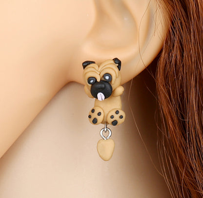 Brown Puppy 3D Dog Dangle Earrings for Girls Ginger Lyne Collection