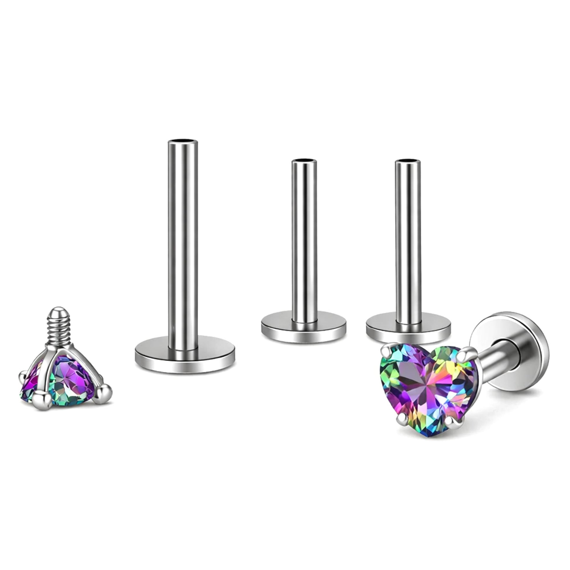 SmallHeartCZSolitaireFlatBackStudEarringsBodyPiercingsbyGingerLyne2SetsPost6mm8mmIncluded_5mm-MysticRainbow-1