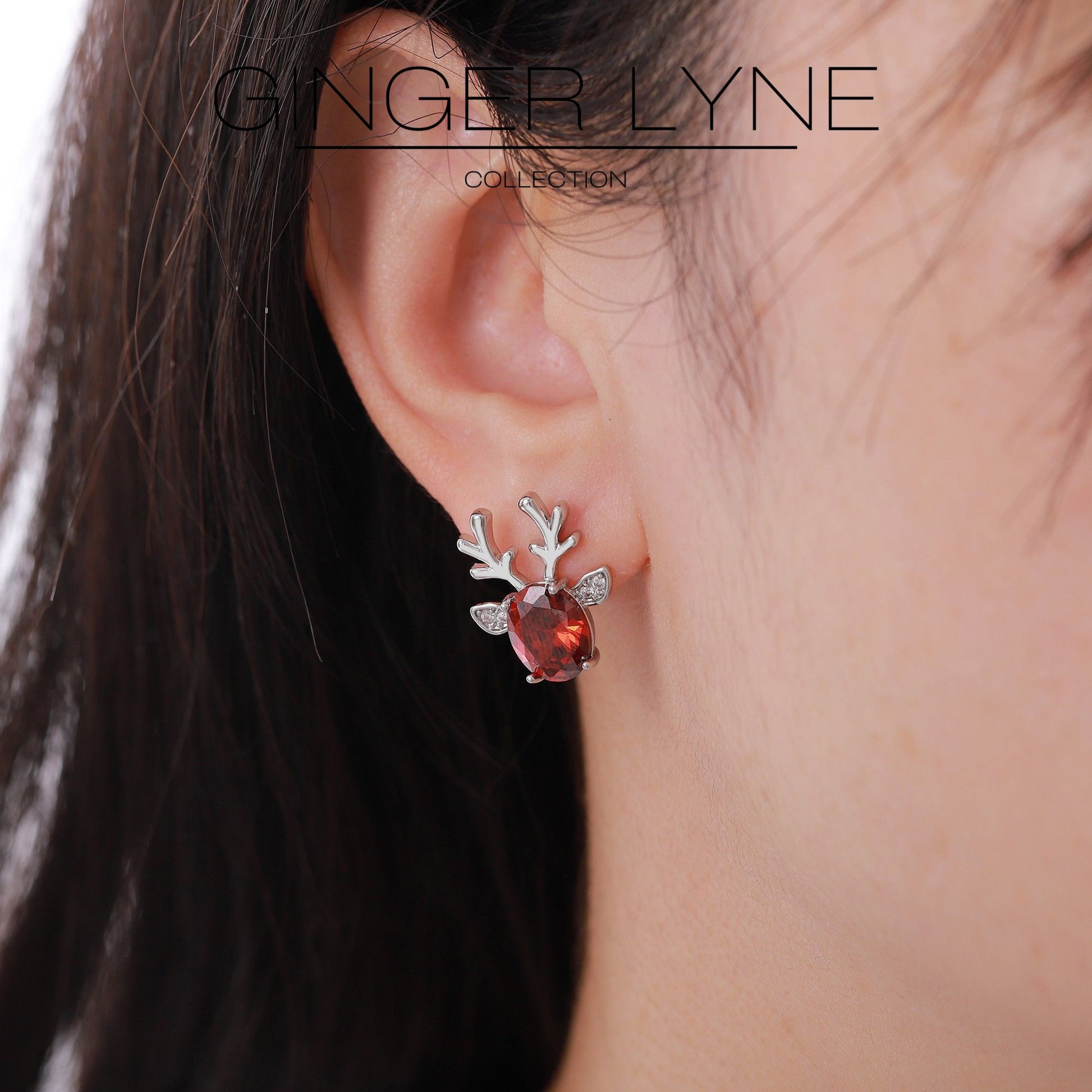ReindeerStudEarringsforWomenWhiteGoldPlatedCZChristmasJewelryGingerLyneCollection_Red-6