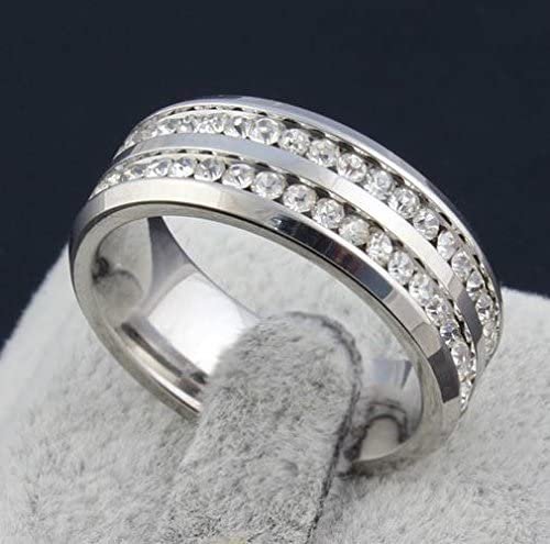 Two Row Wedding Band Ring Cz Eternity Men Women Ginger Lyne Collection